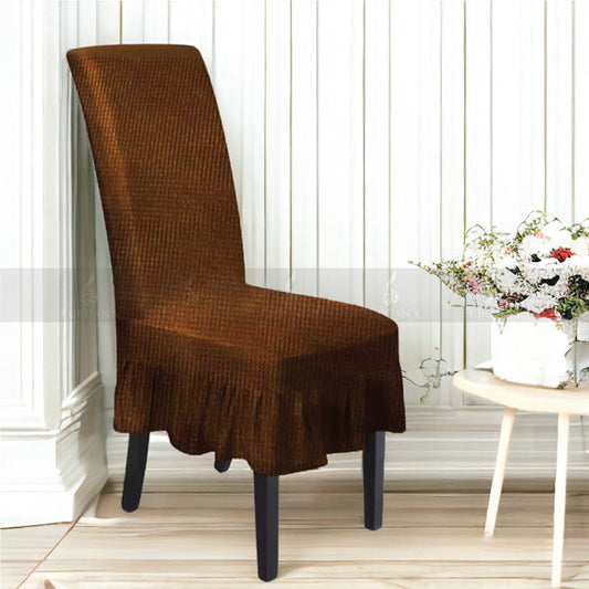 Frill Style Micro Mesh Chair Cover (brown Color)